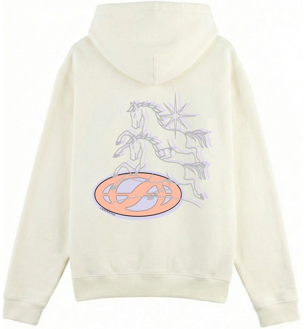 Sudadera Horses color crema, vista trasera