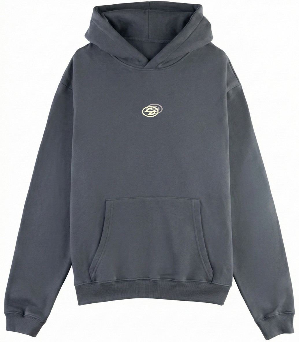 Sudadera Star gris antracita, vista delantera con logo pixelado