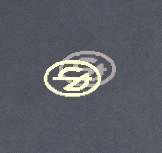 Detalle del logo pixelado del pecho de la sudadera Star