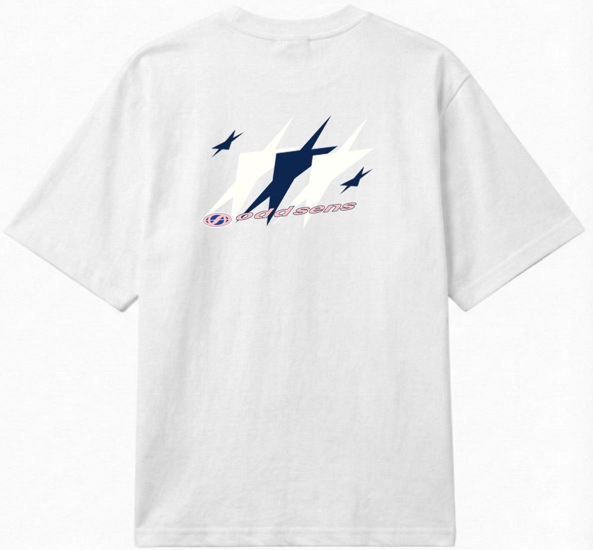 Camiseta Star blanca, vista trasera con estrellas